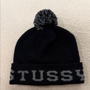 Stussy Pom-Pom Beanie in Black and Gray (Washington, DC)